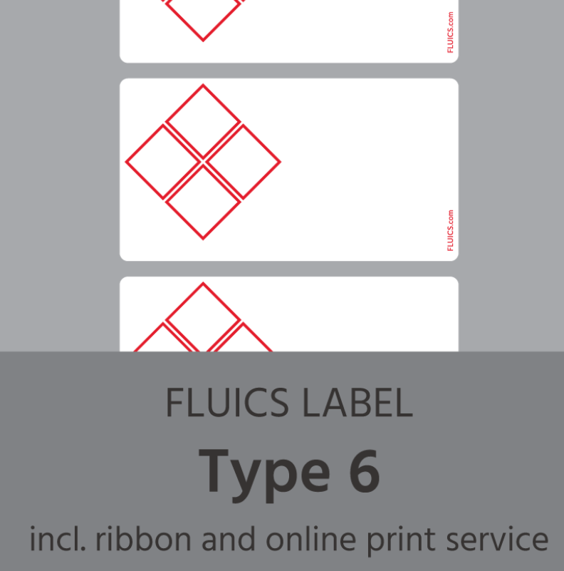FLUICS Barcode-Etikettenpaket - Typ 6, entfernbar, Chemikalien resistent - à 1000 Etiketten - Art. Nr. FL-0012