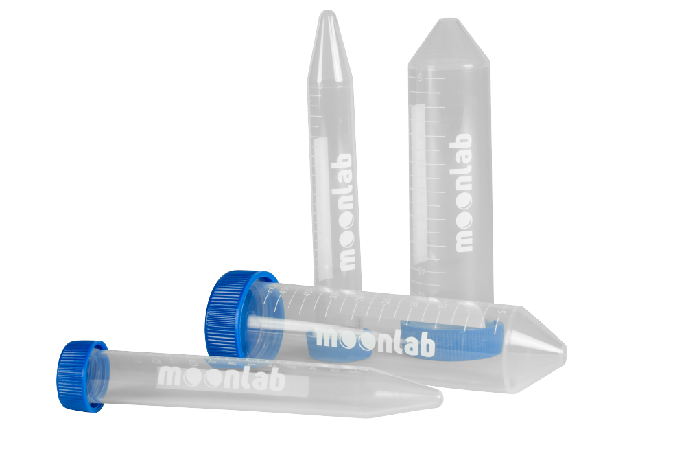 Moonlab® Centrifuge Tube 50 ml, conical, clear, flat cap, sterile, PP, in bag, 20x25 pcs - item no. 40003