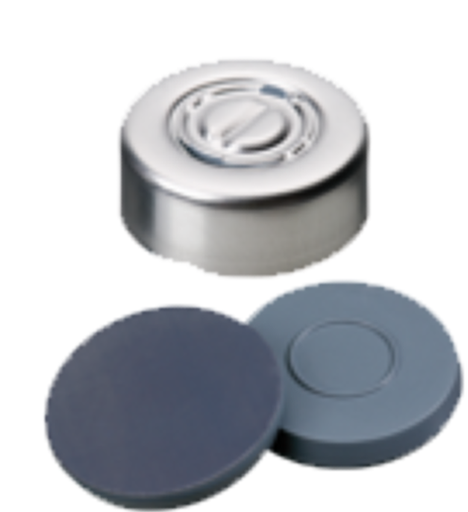 [70818] neochrom Mittelabrisskappe ND20, farblos lackiert Septum Butyl/PTFE, 50 Grad shore Art.Nr. 70818