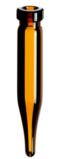 [70608] neochrom® rolled rim micro vials 0.6 ml amber glass, conical, 40 x 7 mm - item no.  70608