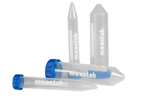 [40003] Tubes à centrifuger Moonlab® 50 ml, coniques, transparents, à bouchon plat, stériles, PP, en sachet 20x25 pces - no. art. 40003